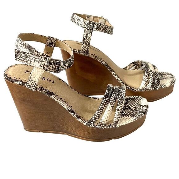 ZiGi Faux Snakeskin Wedge Sandals - Picture 2 of 8